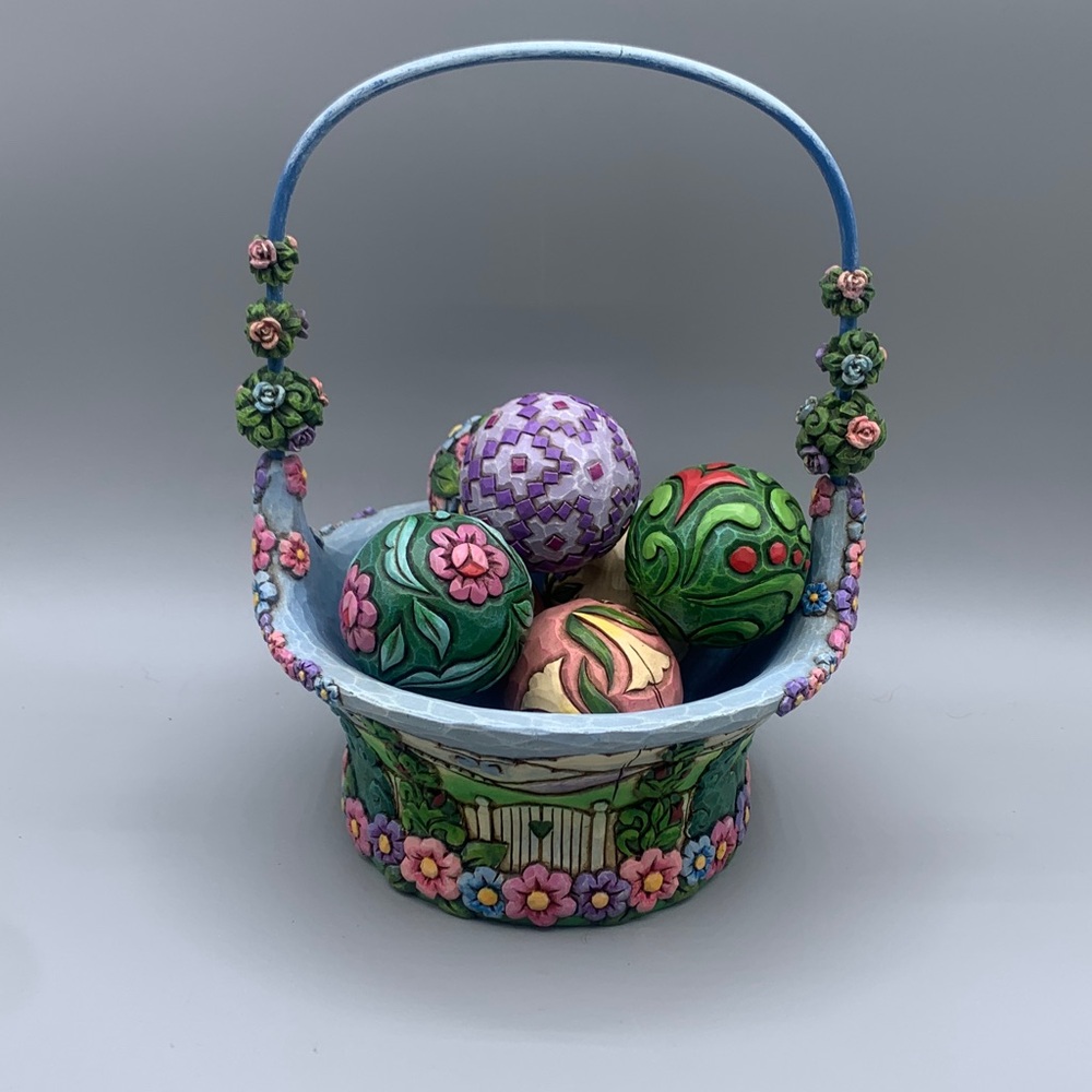 Jim Shore Heartwood Creek 2007 Blossoms of Spring Set 8 Spring Basket Figurine